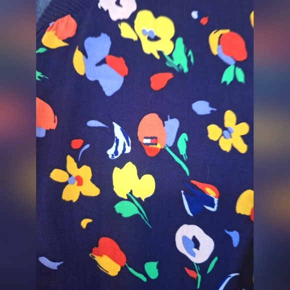 Tommy Hilfiger Girls XL reversible chambray denim navy floral bomber jacket - Picture 10 of 12